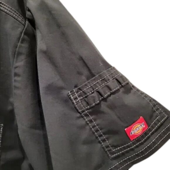 Dickies Plus Size 2XL Black Scrub Top V-Neck Bungee Pocket Utility Logo - Picture 7 of 12